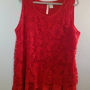 Forgotten Grace Lace Red Top Size 2X